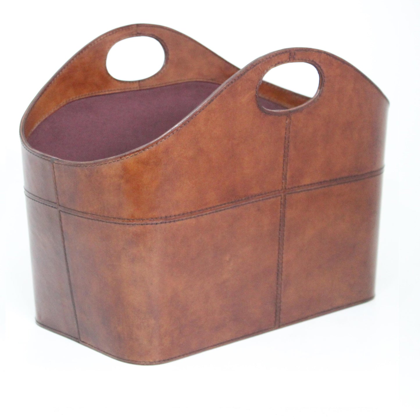 Dwell Tan Leather Magazine Basket - Notbrand