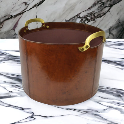 Alea Tan Leather Laundry Basket - Notbrand