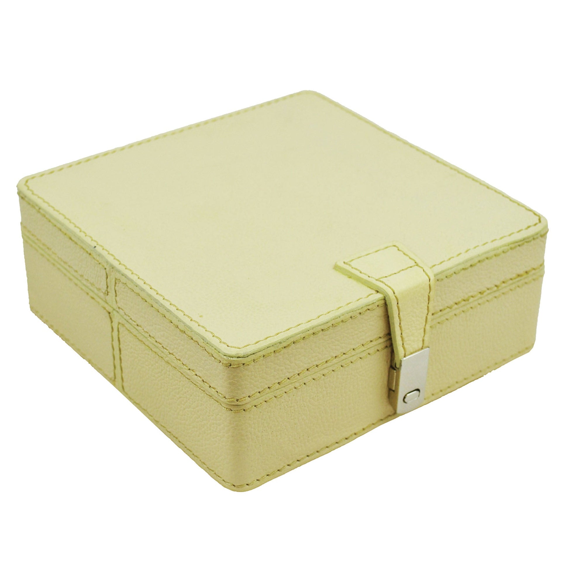 Off White Leather Square Storage Box - Notbrand