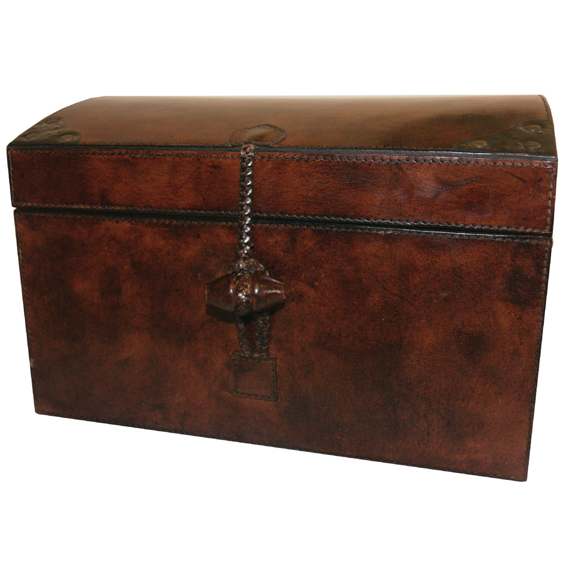 Dark Leather Oval Top Box - Notbrand