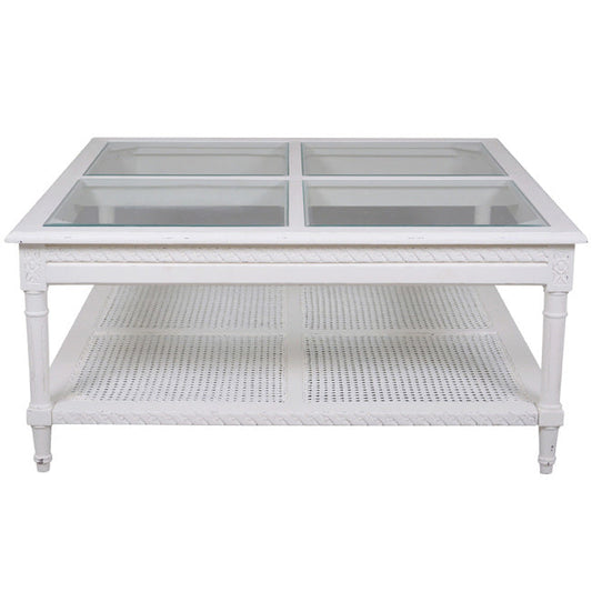 Polo Square Coffee Table White Rattan - Notbrand