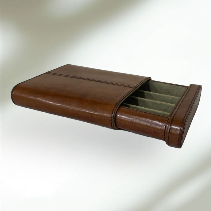 Kekam Tan Leather 4-Cigar Case - Notbrand