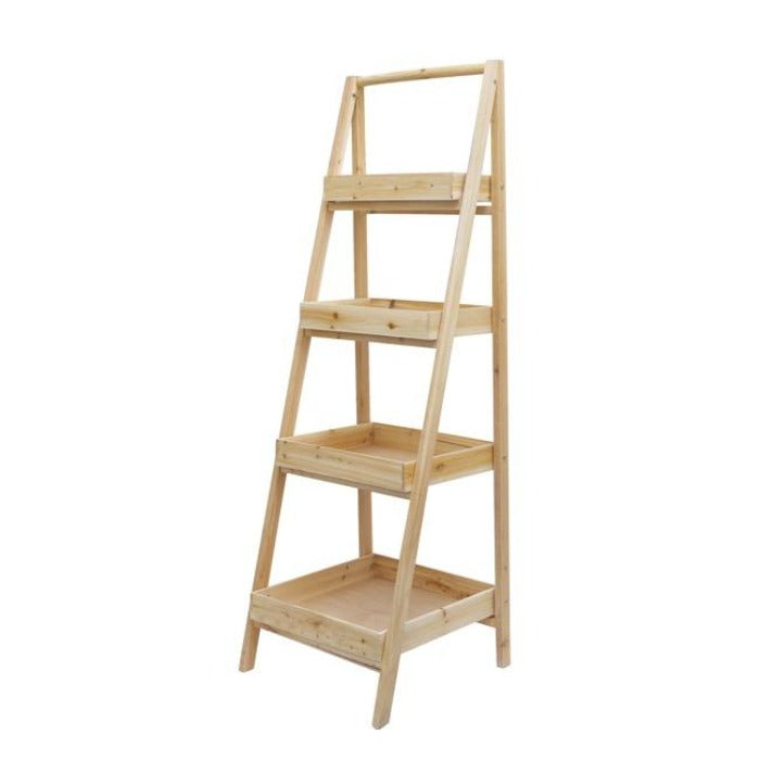 4 Tier Wooden Ladder Shelf - Natural - NotBrand