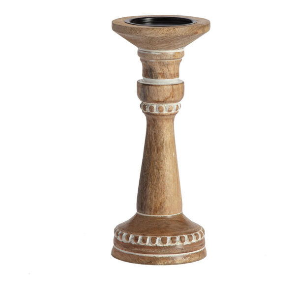 Handcrafted Carved Pillar Candle Holder - 30cm - Notbrand