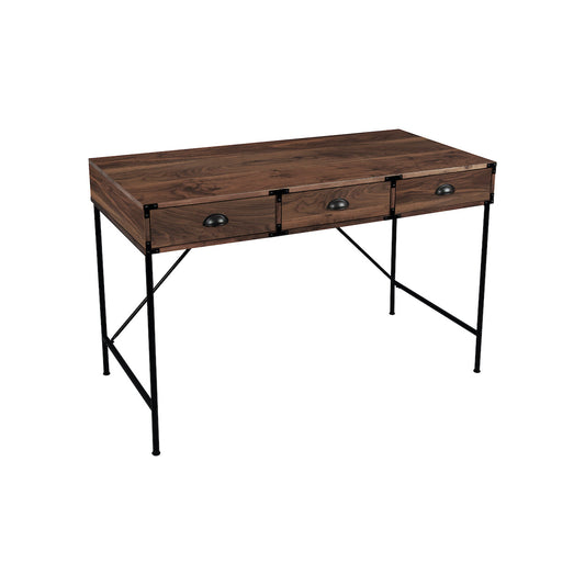 Brunei 3 Drawer Writing Desk In Walnut - Notbrand