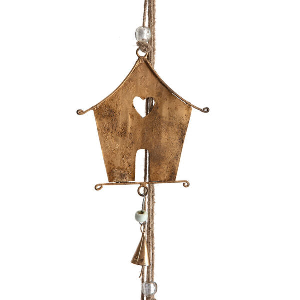 Handcrafted Houses with Bells Hanging Mobile - Burnt Gold - Notbrand