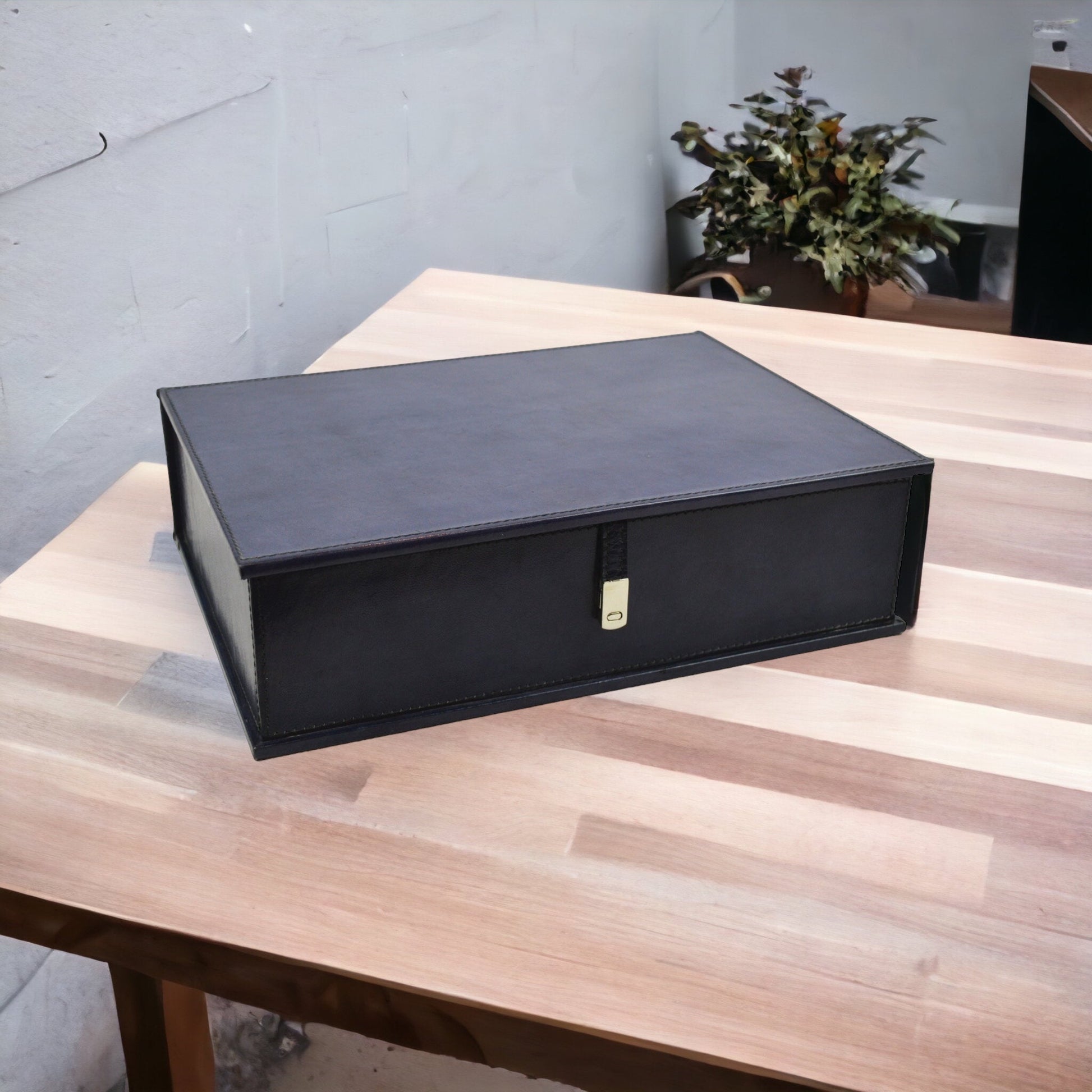 Pharom Black Leather Document Box - Notbrand