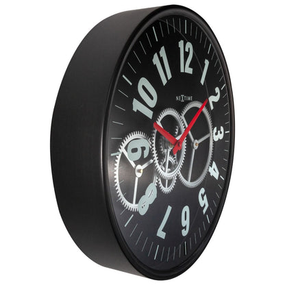 NeXtime Modern Gear Wall Clock 36cm Black - Notbrand