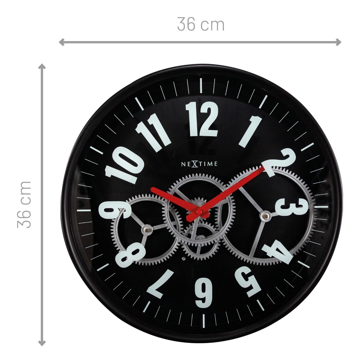 NeXtime Modern Gear Wall Clock 36cm Black - Notbrand