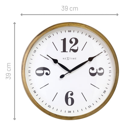 NeXtime Classic Wall Clock in Gold - 39cm - Notbrand