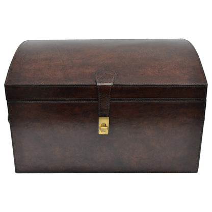 Sugira Oval Top Leather Storage Box - Dark - Notbrand