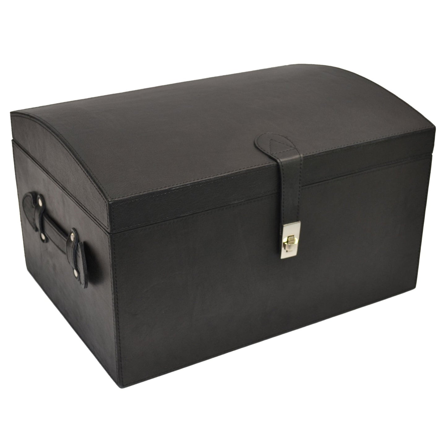 Sugira Oval Top Leather Storage Box - Black - Notbrand