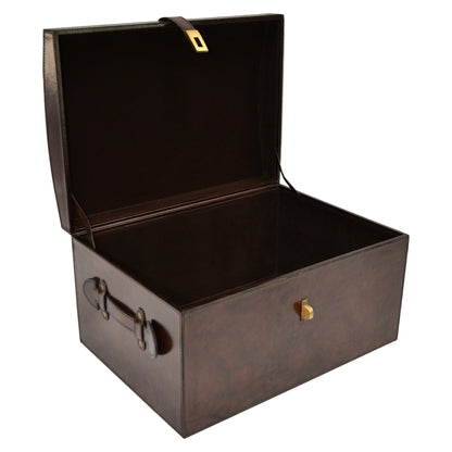 Sugira Oval Top Leather Storage Box - Dark - Notbrand