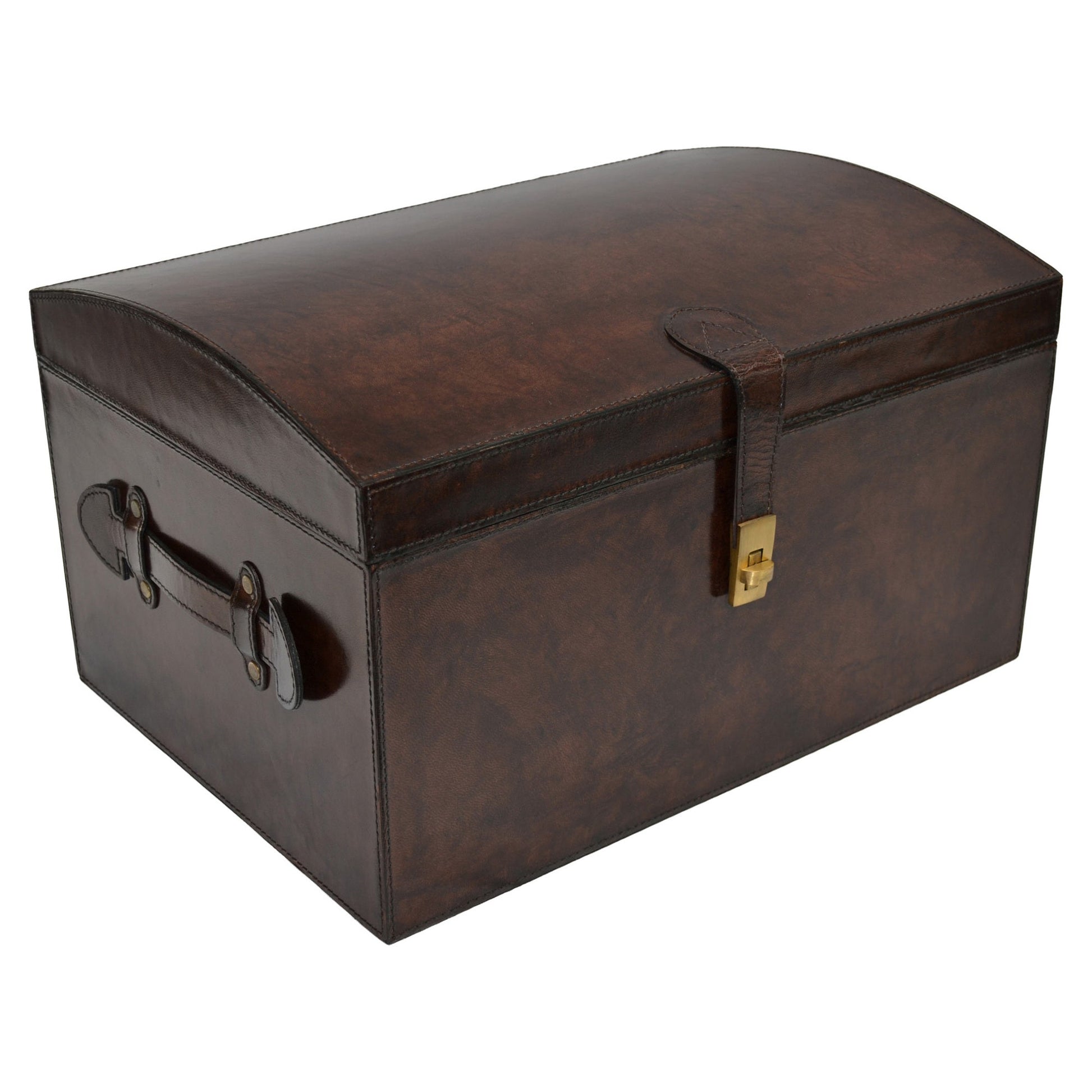 Sugira Oval Top Leather Storage Box - Dark - Notbrand