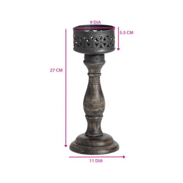 Handcrafted Ornate Baroque Pillar Candle Holder - 26cm - Notbrand