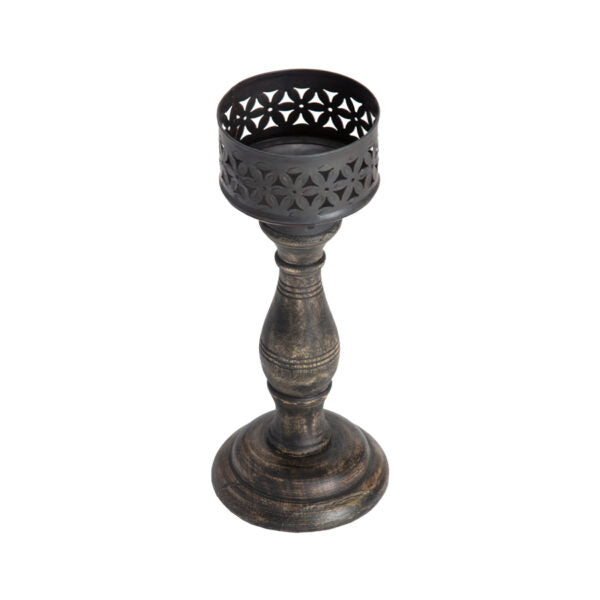 Handcrafted Ornate Baroque Pillar Candle Holder - 26cm - Notbrand