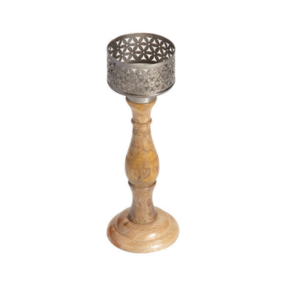 Handcrafted Punched Flower Pillar Candle Holder - 35cm - Notbrand