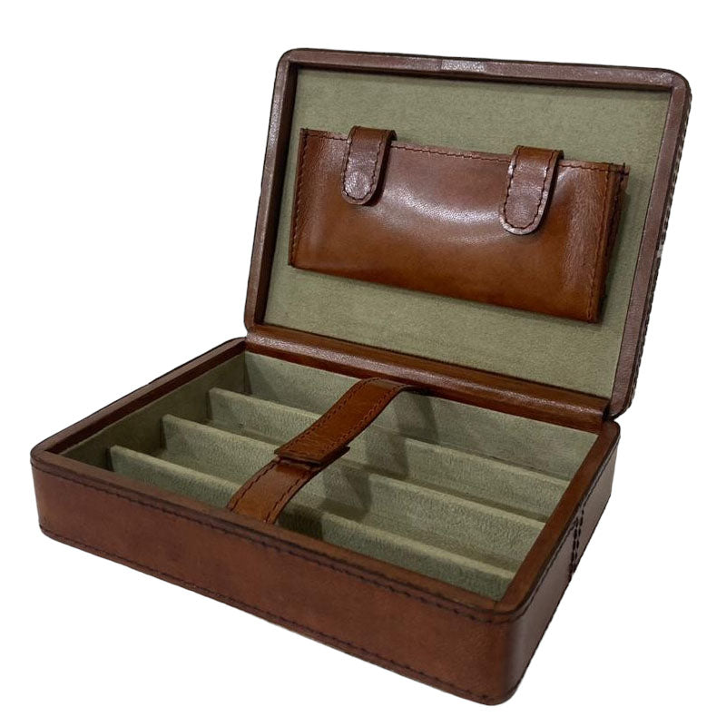 Xenos Tan Leather 5-Cigar Box - Notbrand