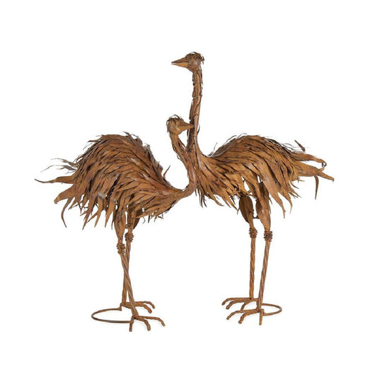 Ostrich Rustic Metal Statue Set - 2 Piece - Notbrand