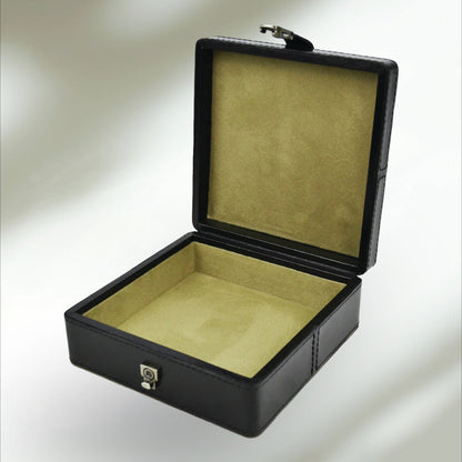 Black Leather Square Storage Box - Notbrand