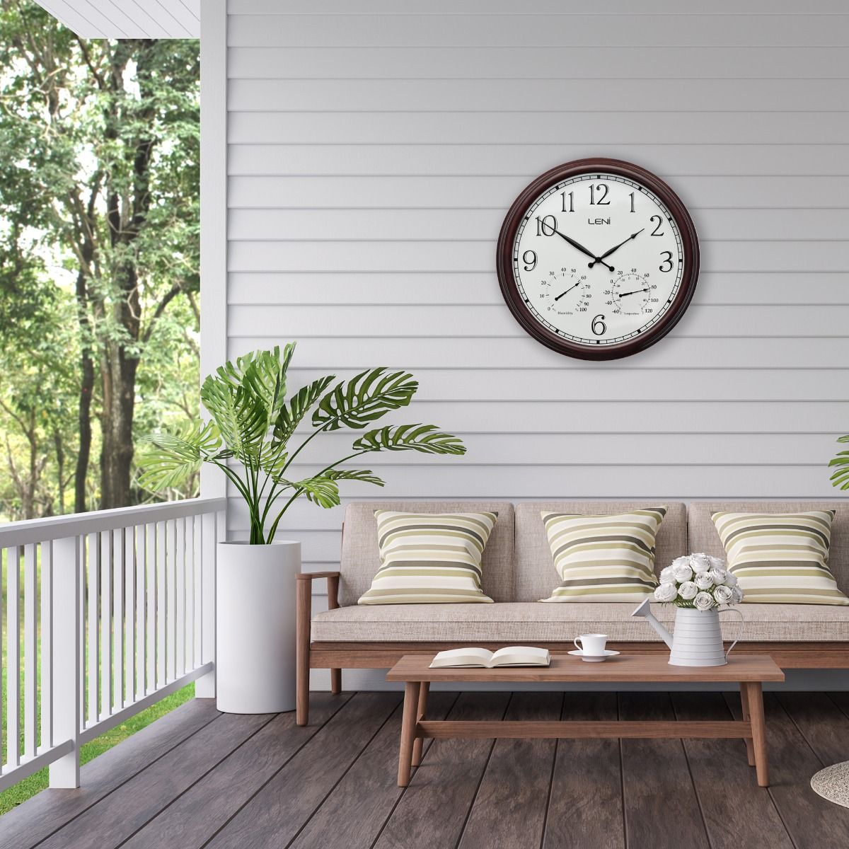 Leni Metal Outdoor Wall Clock in Rust - 60cm - Notbrand