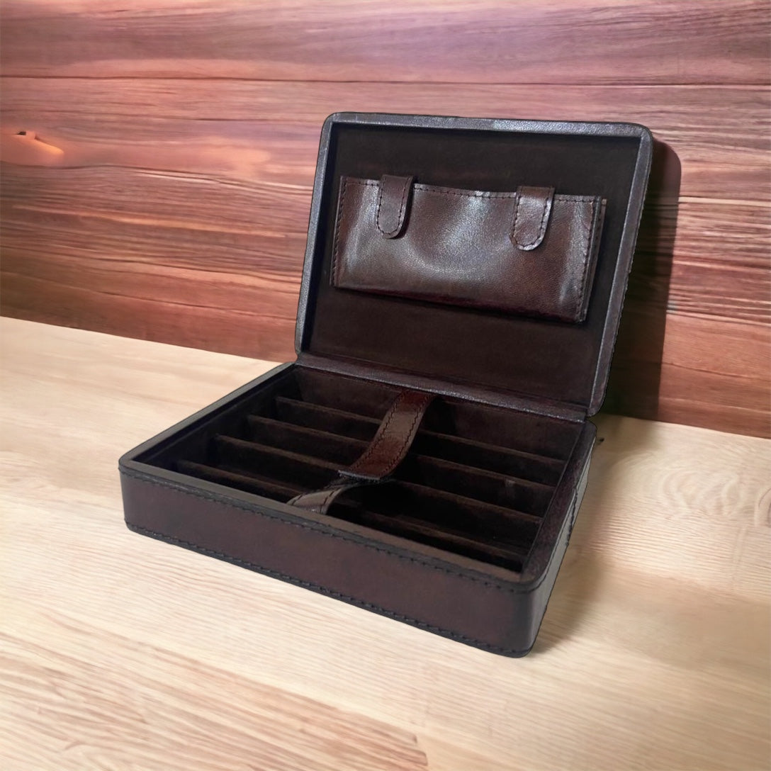 Xenos Dark Leather 5-Cigar Box - Notbrand