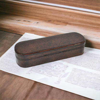 Rollerball Dark Leather Pen Case - Notbrand