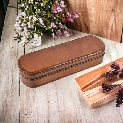 Rollerball Tan Leather Pen Case - Notbrand