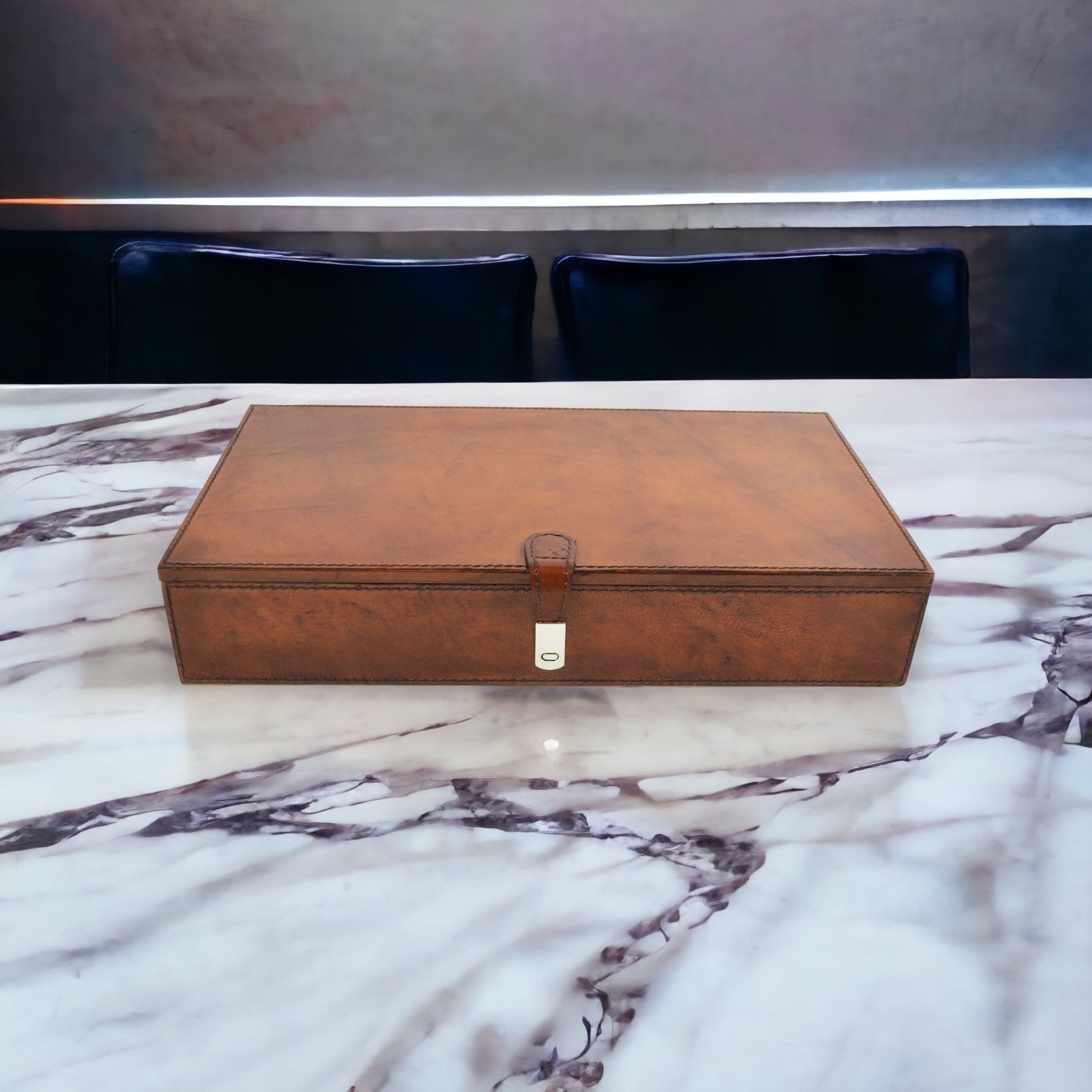 Syfas Tan Leather Jewellery Box - Notbrand