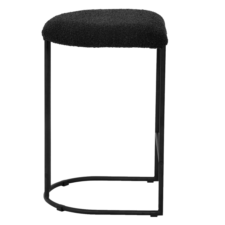 65cm Bar Stool - Black Boucle (Set of 2) - Notbrand