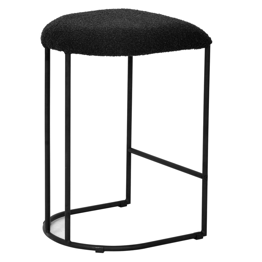 65cm Bar Stool - Black Boucle (Set of 2) - Notbrand