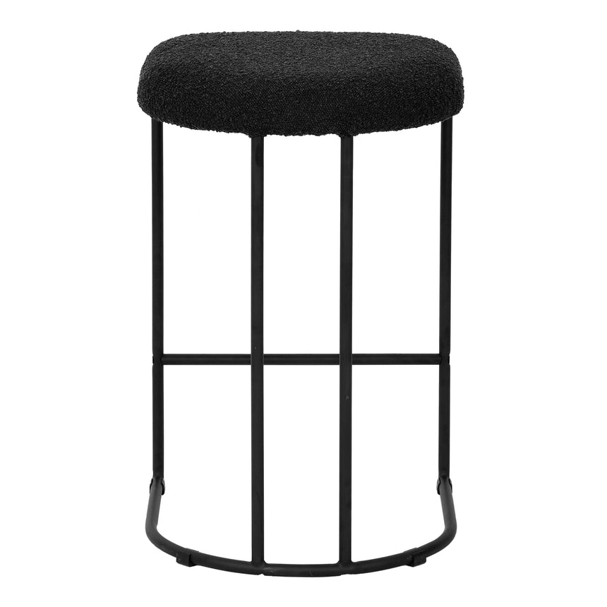 65cm Bar Stool - Black Boucle (Set of 2) - Notbrand