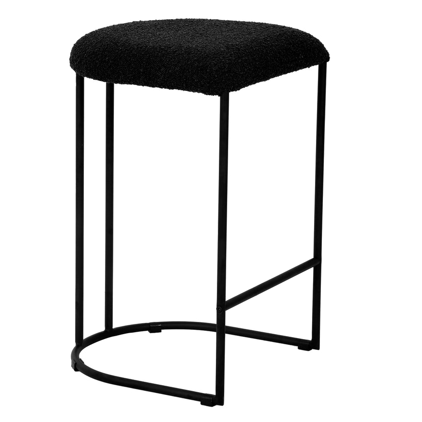 65cm Bar Stool - Black Boucle (Set of 2) - Notbrand