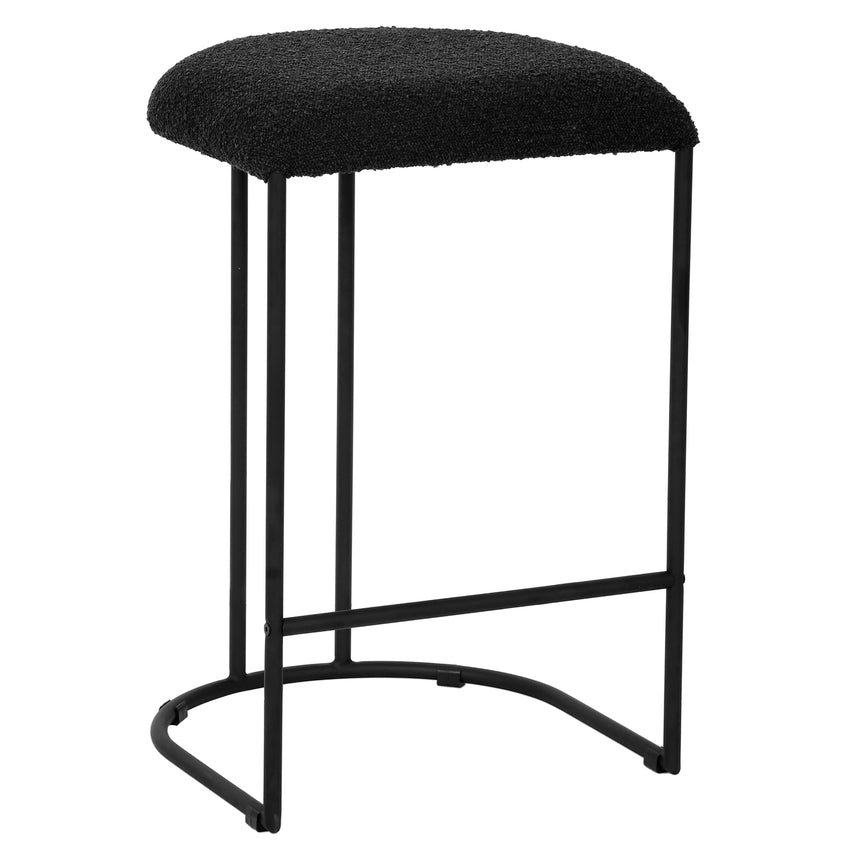 65cm Bar Stool - Black Boucle (Set of 2) - Notbrand