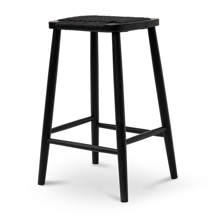 Satlos Oak Frame Bar Stool - Full Black - Notbrand