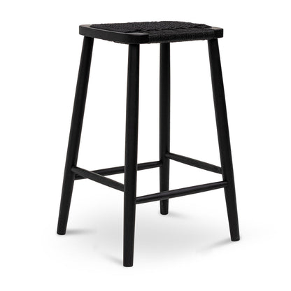 Satlos Oak Frame Bar Stool - Full Black - Notbrand