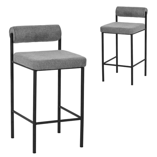 65cm Fabric Bar Stool - Grey (Set of 2) - Notbrand