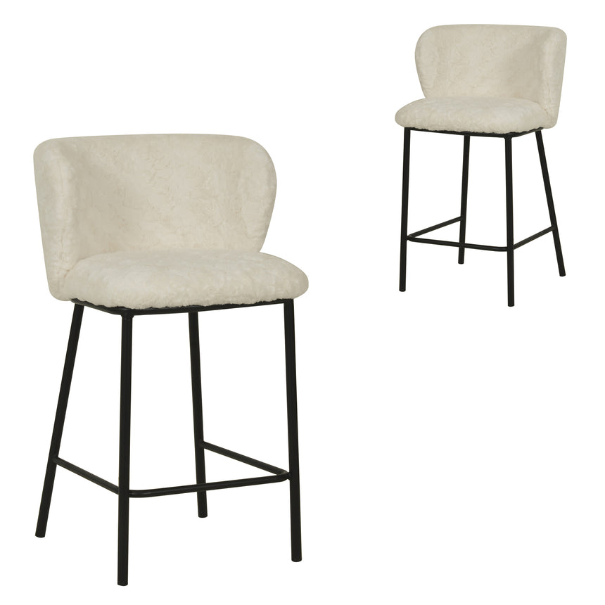 65cm Fabric Bar Stool - White Rabbit (Set of 2) - Notbrand