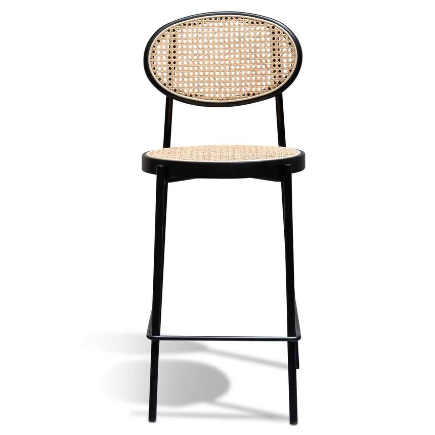 65cm Natural Rattan Bar Stool - Black - Notbrand