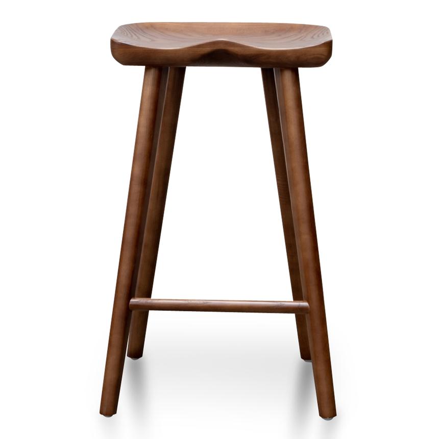 Elqid 65cm Wooden Bar Stool - Walnut - Notbrand