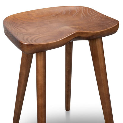 Elqid 65cm Wooden Bar Stool - Walnut - Notbrand