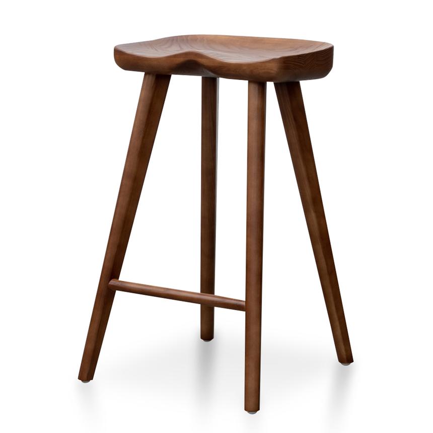 Elqid 65cm Wooden Bar Stool - Walnut - Notbrand