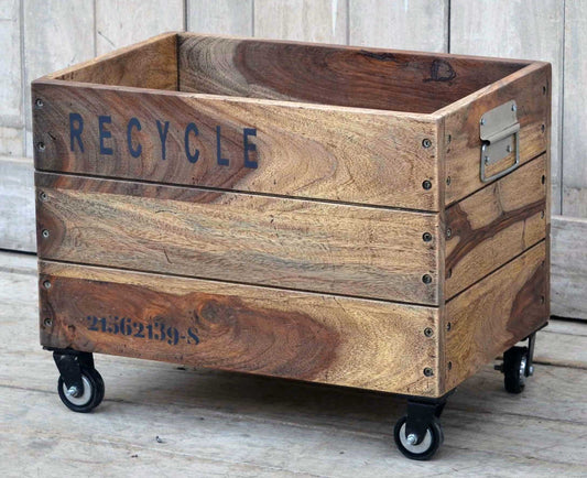 Industrial Recycle Basket On Cast Iron Wheels - Notbrand