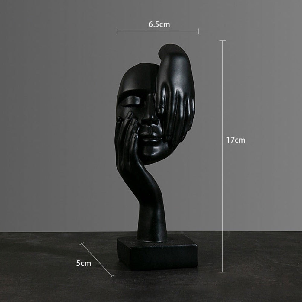 Set of 5 Resin Abstract Thinker Sculpture - Black - Notbrand