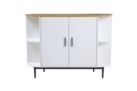 Polish Sideboard With Steel Legs - White & Natural - Notbrand
