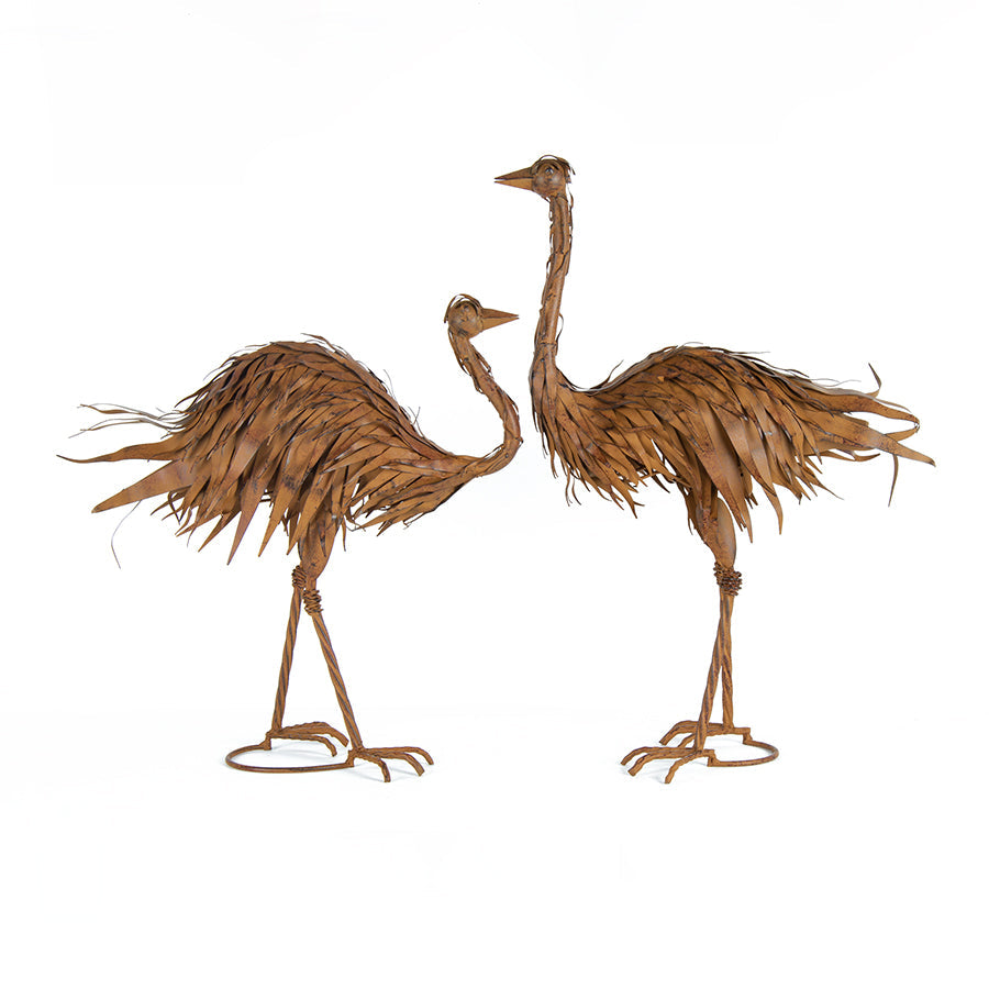 Ostrich Rustic Metal Statue Set - 2 Piece - Notbrand