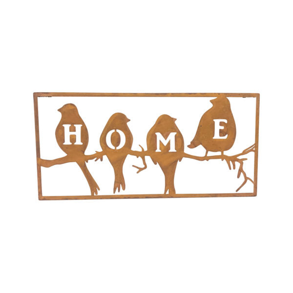 Laser Cut Home Birds Wall Art - Rust - Notbrand