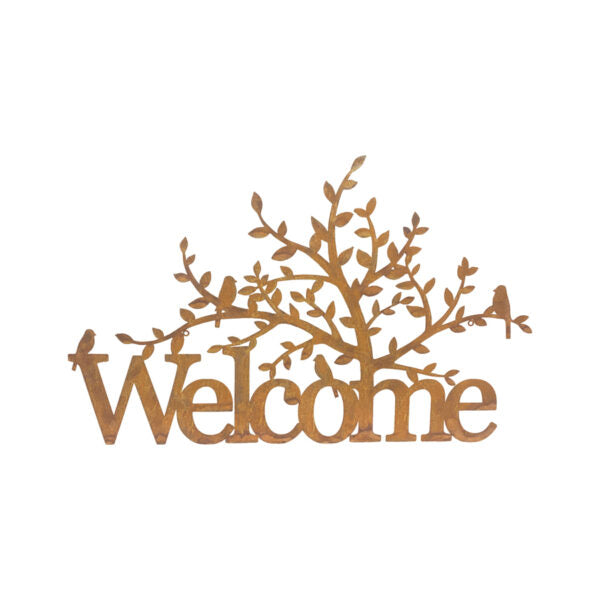 Laser Cut Welcome Tree Wall Art - Rust - Notbrand