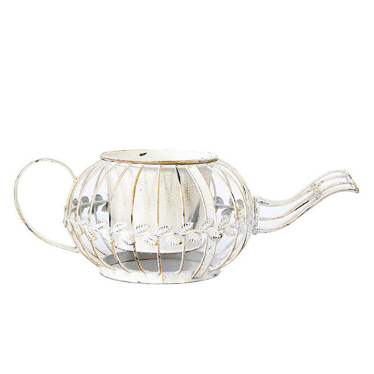 Antique White Tea Pot Planter - 36cm - Notbrand