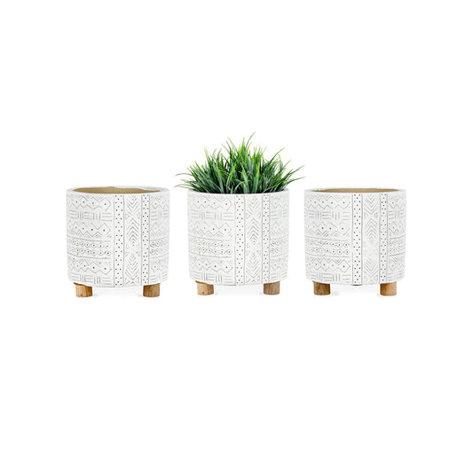 Hamptons Free-Hand Pot Planters Set - 3 Pieces - Notbrand